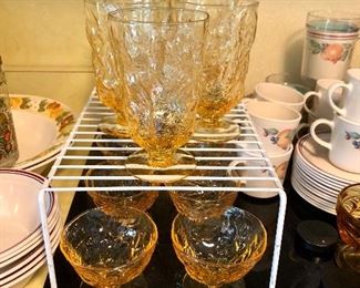 unique vintage yellow gold glassware tea glasses and dessert cups