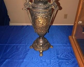 Antique bronze vase measuring approximately 15 inches , French