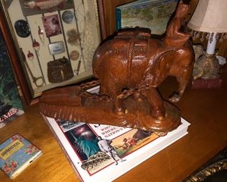 Hand carved wood elephant