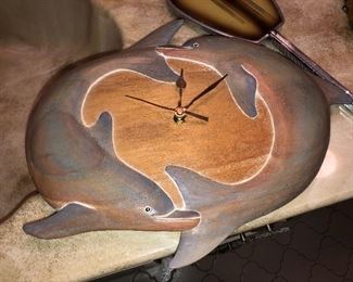 dolphin wood clock