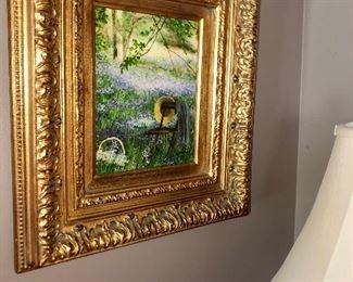 Original oil painting in solid wood frame with gold leaf finish