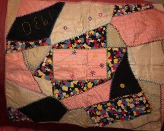 crazy quilt pillow case from 1930
