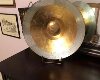 large silver and gold leaf display bowl. 