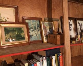 Books and framed pictures 