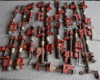 Lot of 22 Pipe Clamps and 19 Metal Pipes | Various Sizes -LOCAL PICKUP ONLY