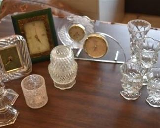 Lot of 17 Home Decor Items | Include 4 Decorative Mantle Clocks & 13 Crystal and Glass Candle -LOCAL PICKUP ONLY