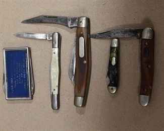 Lot of 5 Small Vintage Pocket Knives - Includes a Boy Scout Folding Knives & a Wichita Truck Lease and Finance Advertising Knife | -WILL SHIP
