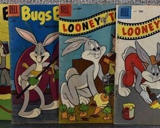 Lot of 4 Dell Comics: Bugs Bunny (1942) #48 & 60; Looney Tunes and Merrie Melodies (1941) #187 & 188 -WILL SHIP
