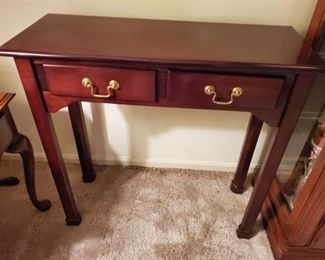 Wooden Entry Table with 2 Drawers and Brass Handles