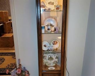 Wooden Display Cabinet with 3 Glass Shelves.with Lower Storage and Light. CONTENTS NOT INCLUDED