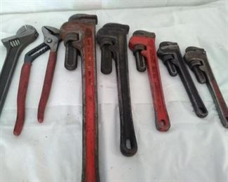 One Adjustible Wrench Five Pipe Wrenche