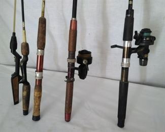Lot Five Fishing Rods Two Shimano and Unnamed