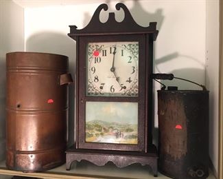 One of several antique clocks.