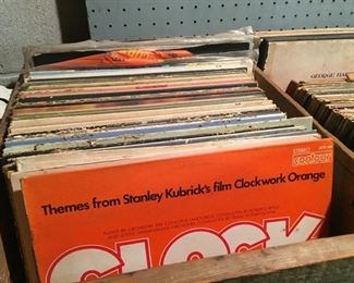 Boxes of 33 RPM records.