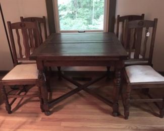 Oak table and chairs.