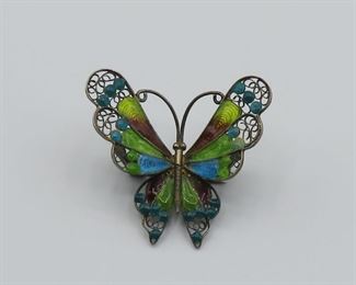 Costume jewelry - vintage to now.  European butterfly brooch .800 silver