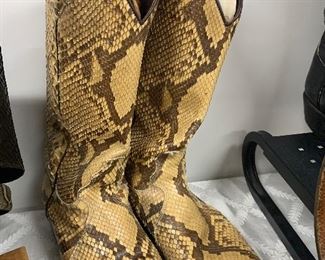 WOW! snake skin cowboy boots. We also have snake skin skirts, belts and bags!