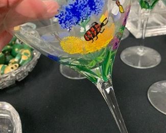 Hand painted martini stems.