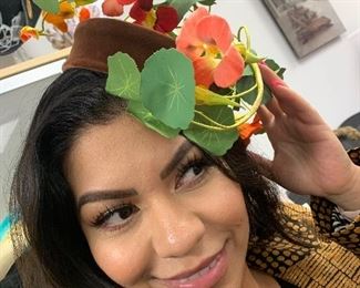 Vintage Haute Couture pill box hat.