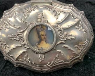 Hand painted sterling trinket box.