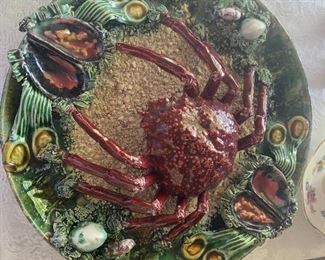 Majolica Palissy Ware Crab Plate