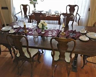  Formal Dining Room with Herringbone Table and Queen Anne Chairs