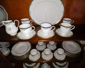  Noritake Fine China  Landon pattern with Teal Band, Flowers  Leave