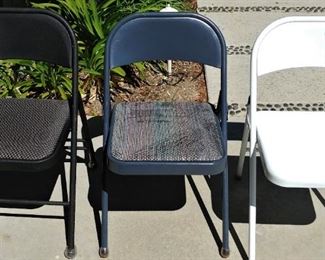 Folding Chairs 4 Padded Black, 4 Padded Blue and 6 White Metal Seat