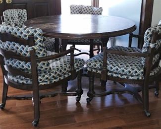Game or Dining Table Solid Wood Chairs and Tables  table top need refinishing