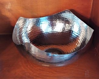 Hammered Stainless Steel Serving Bowl