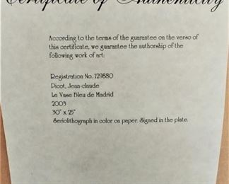Le Vase Bleu de Madrid 2003 COA