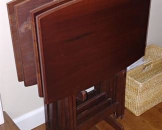 Solid Wood TV Trays with Caddy