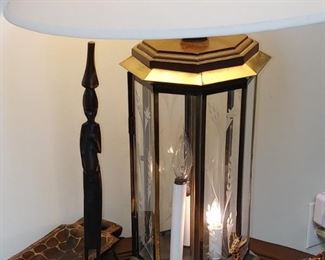 Table Lamp with Wheat Etched Glass