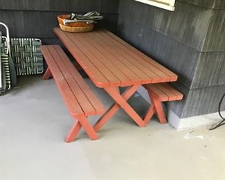 Wood picnic table with benches $100