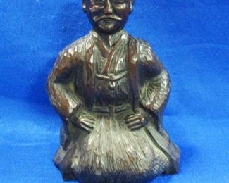 Carved wood Chinese Man signed