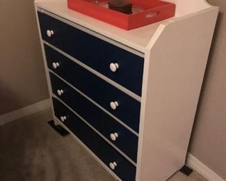 Navy & white dresser, great for dorm $50