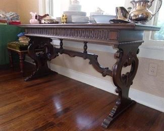 Walnut Renaissance Revival style Console Table