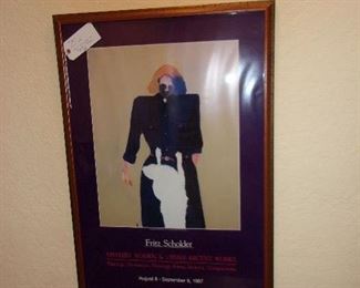 Fritz Scholer, Gallery Lithograph for Sena Art Gallery, Mystery Woman Show, Signed "For Flora, Fritz Sholdra" in pencil