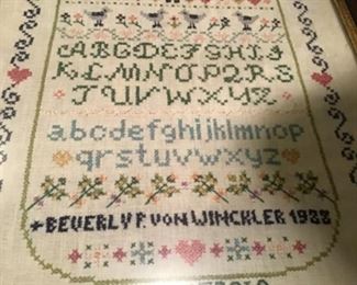 1923 antique stitched sampler $50