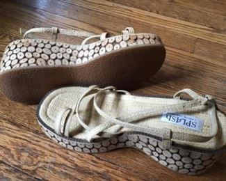 SPLASH Platform new shoes. Sole is made of small real wooden pieces. $20