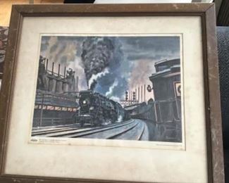 Antique framed locomotives picture $22