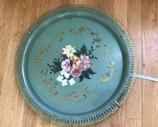 Vintage metal 20” hand painted metal tray $20