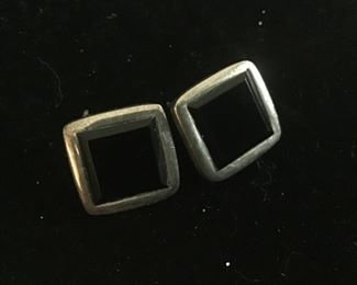 Sterling silver pierced onyx earrings $20