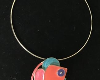 Mid century enamel painted choker necklace $20