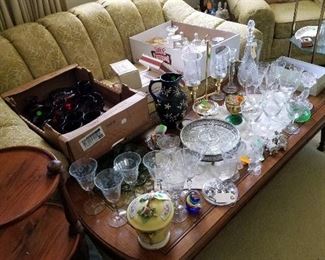 glassware and living room furniture