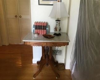 Antique walnut Marble Top Table
