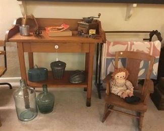 Antique Wash Stand and antique Child’s Rocker