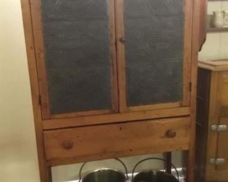 Original tin on pie safe