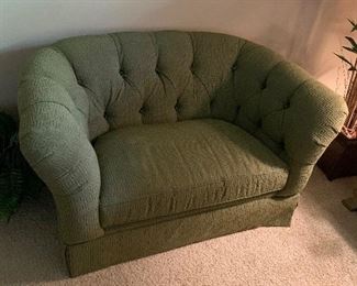 chair and a half or small love seats. One with 1 ottoman $350 each or 600 for pair
57 wide 36 deep 34 tall