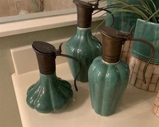Trio of green bottles $30